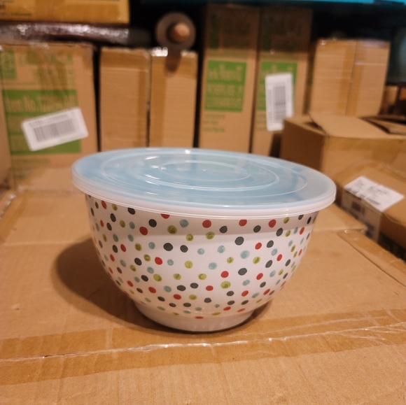 Pioneer Woman polka dot bowl with lid - Picture 4 of 6